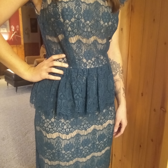 Blue Lace Anthropologie dress - Picture 1 of 7